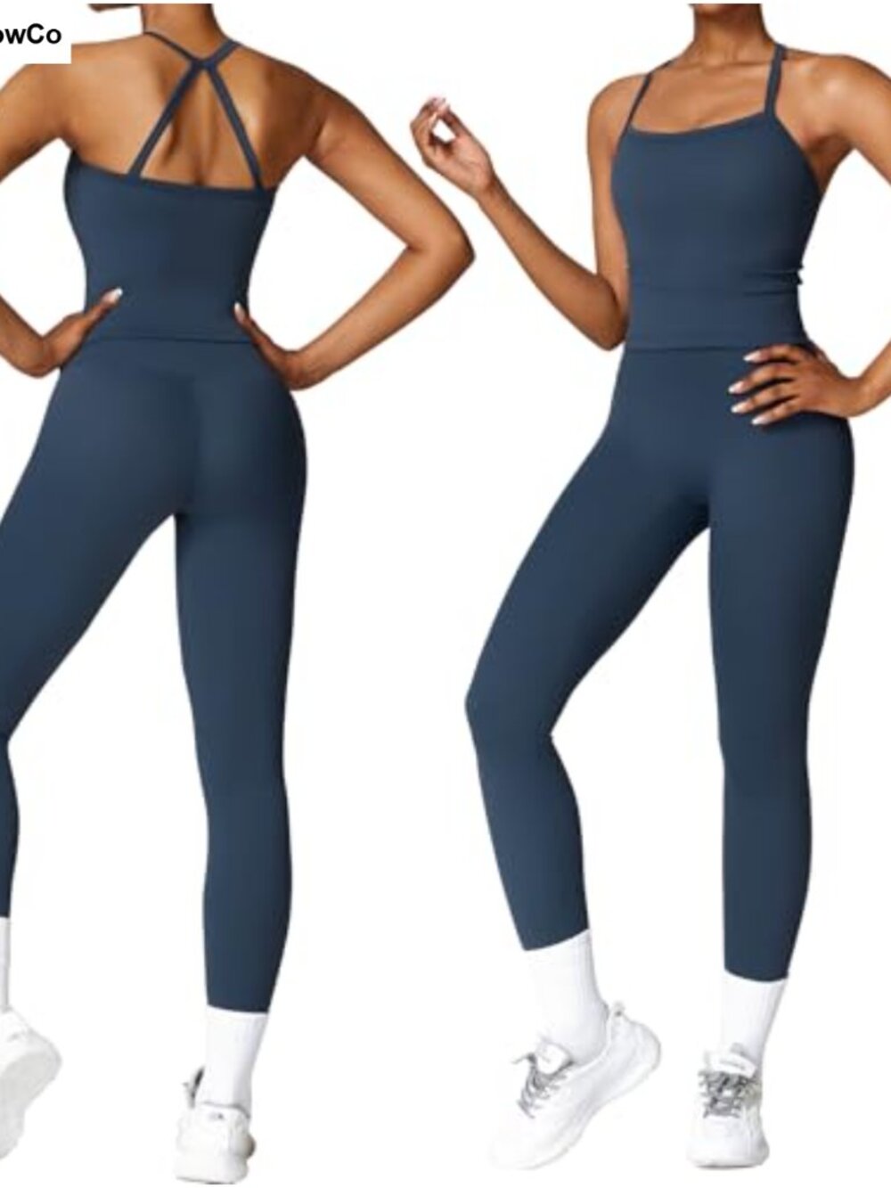 2 Piece Workout Set Open Back Tank Top High Waisted Leggings